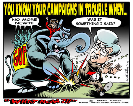 Newt Gingrich,President,2012,campaign, Republican,GOP,T-party,Former House Speaker,political cartoons,editorial cartoon,satire,elections 2012,conservatives,conservatism,To Save America,liberal cartoons,Sarah Palin,Glenn Beck, fox news