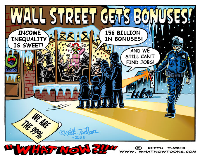 Barack Obama ,George W. Bush , Wall Street , Banks , Bank Bonuses , Bank Layoffs , Banker Bonuses , Banking Industry , Big Banks , Bonuses , Financial Industry , Occupy Wall Street, Wages, Wall Street Bonuses , Wall Street Compensation , Wall Street Layoffs , Business News,  Bank Of America , Goldman Sachs , Bankers' Pay , Business News , Wall Street News , Wall Street Pay , Banker Bonuses , Public-Accountability-Initiative , Wall Street Compensation , Wall Street Pay 2011 , Business News, political cartoons, liberal cartoons